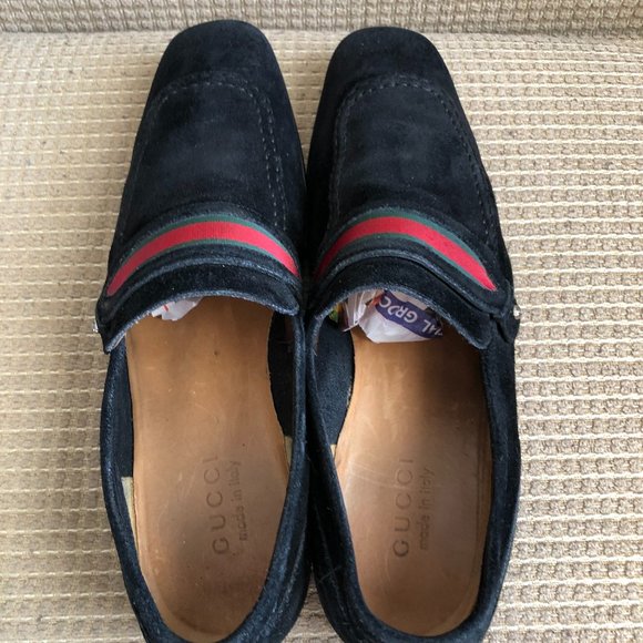 Gucci Men\'s Black Monogram Leather Suede Loafer Shoes main image 5